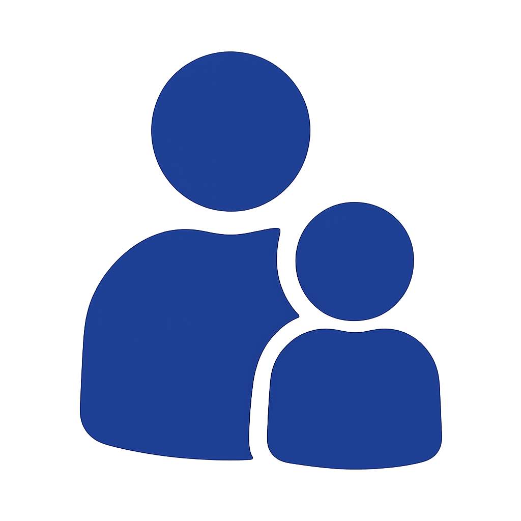 An image of parent and child in blue to signify help with custody and child arrangements on divorce or separation.